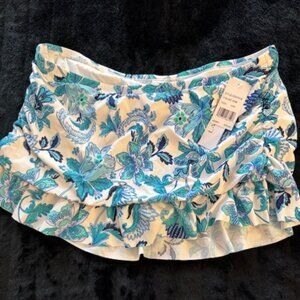 La Blanca Santorini white and turquoise bikini skirt bottom 16W, NWT